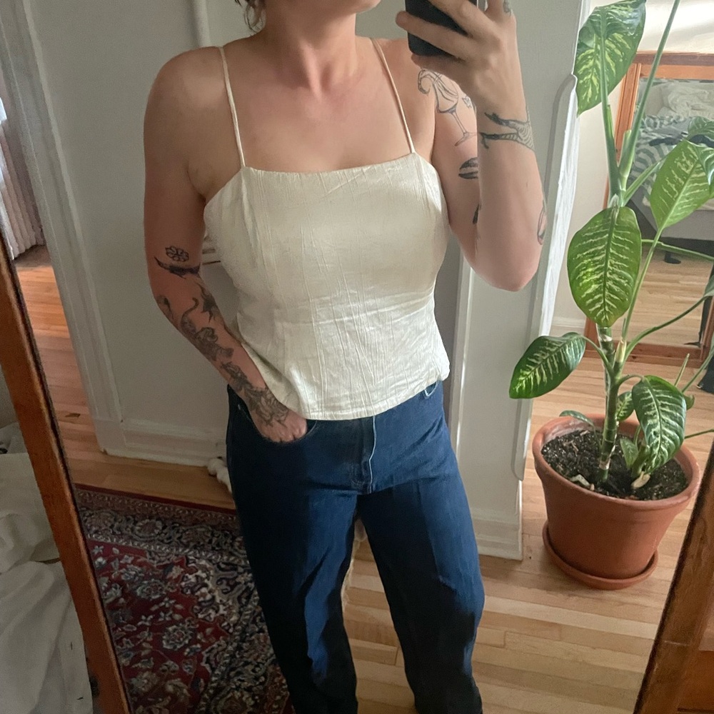 Vintage Cream Silk Tank Top
